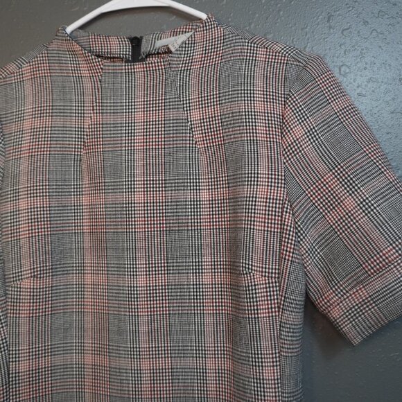 H&M Womens Plaid Red Black And White Short Sleeve Herringbone Dress Size 6 - Picture 4 of 6